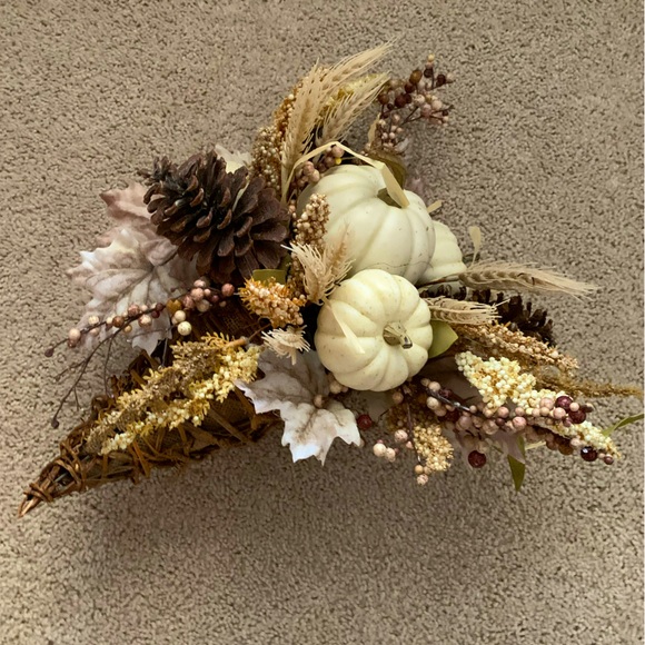 Pumpkin cornucopia neutral fall arrangement - Picture 6 of 6